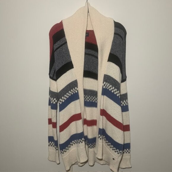 American Eagle Women's Open Knit Cotton Blend Striped Cardigan Sweater - Size M - Picture 1 of 8